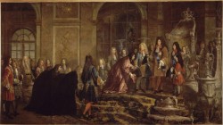 Colbert stelt de leden van de Koninklijke Academie van Wetenschappen voor aan Lodewijk XIV  door H. Testelin